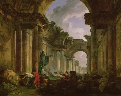 Veduta immaginaria della Grande Galleria del Louvre in rovina, 1796 da Hubert Robert